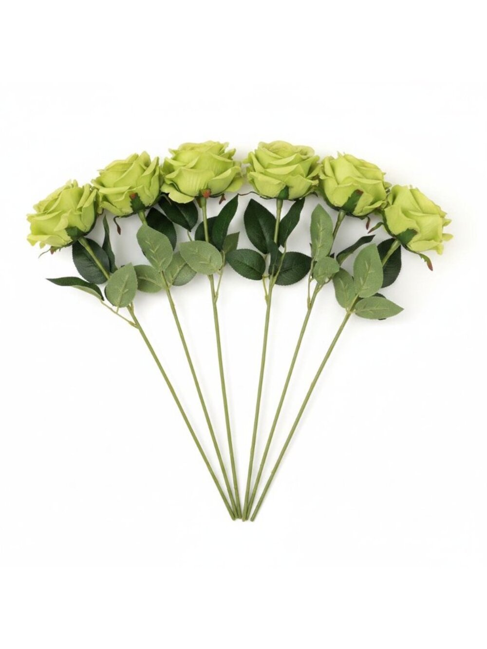 6 Green Rose Stems Faux Roses Lime Green Floral Stems Artificial Roses Farmhouse